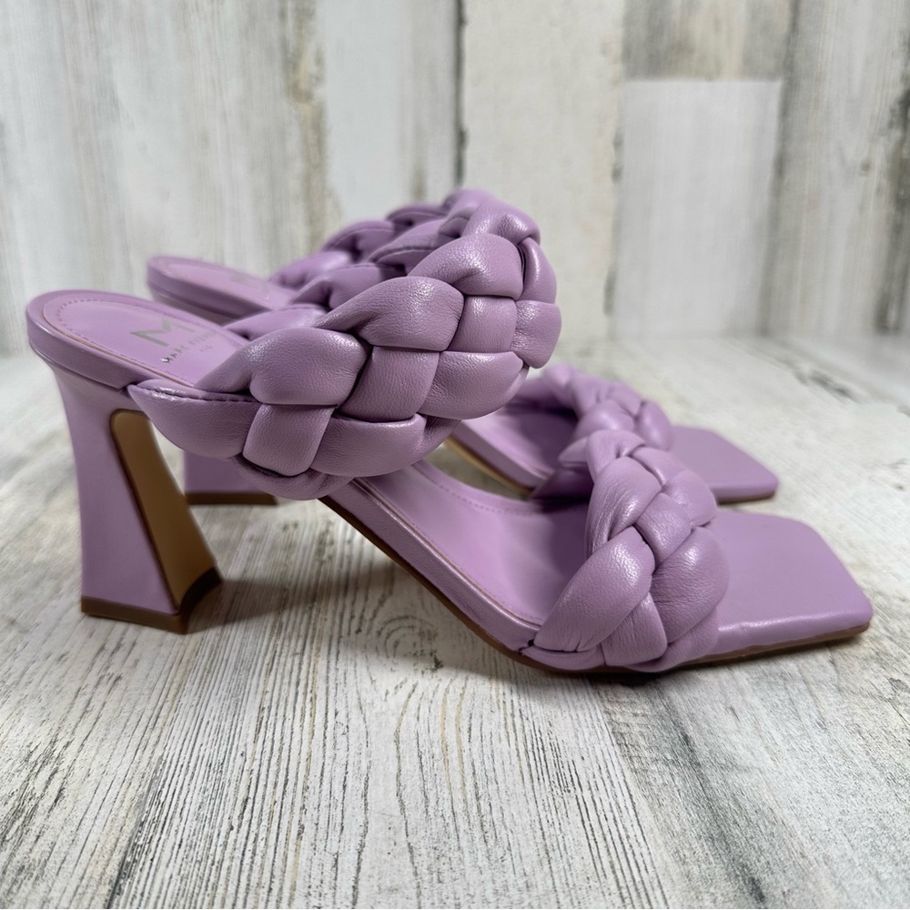 Marc Fisher Heeled Sandals Women's 8 Lilac Purple Braided Leather Hammy - Picture 4 of 7